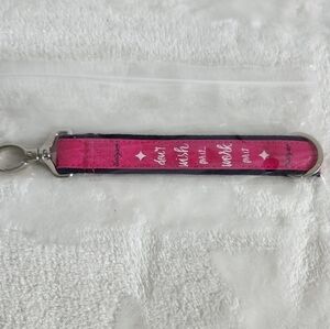 Thirty-One Hang It Up Pink Black White Wish Work For It Key Fob Wristlet NWT